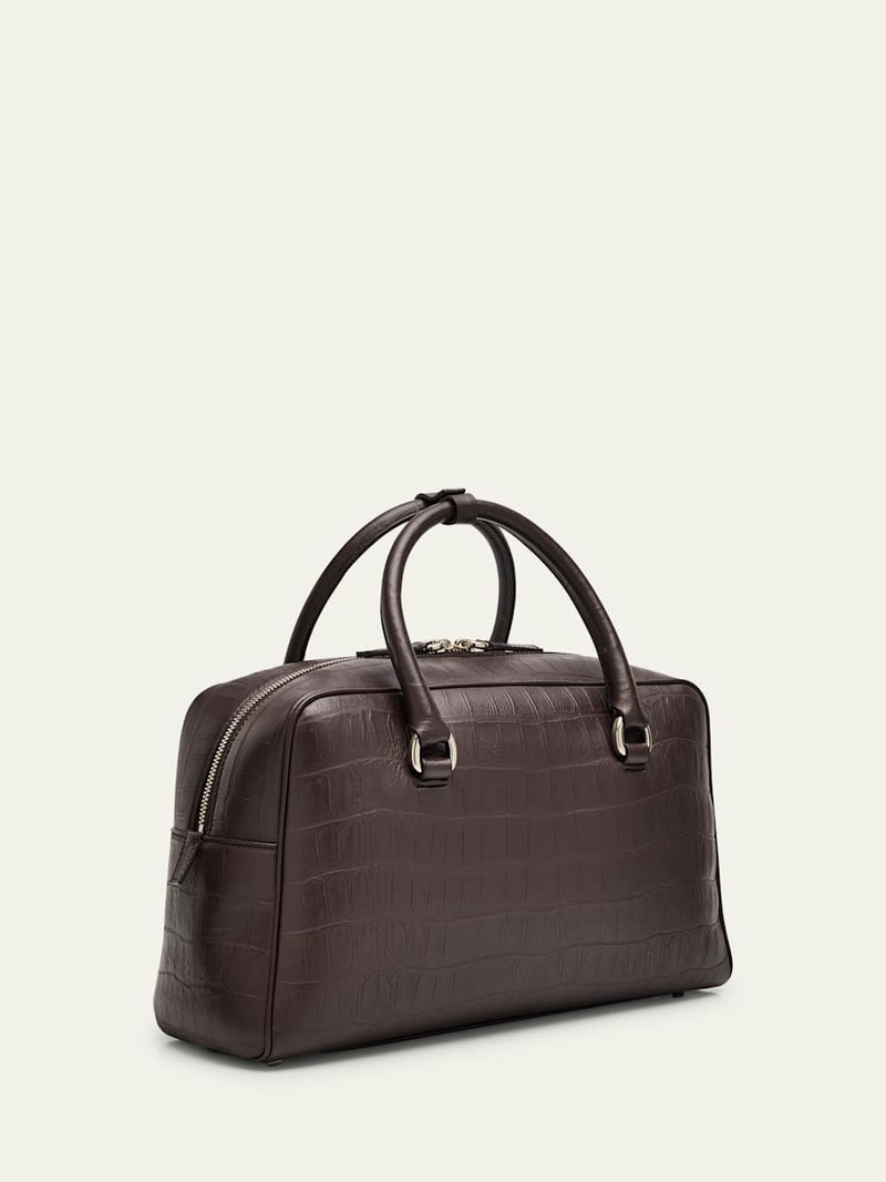 MICHAEL KORS COLLECTION Kasia Croc-Embossed Leather Top-Handle Bag outlook