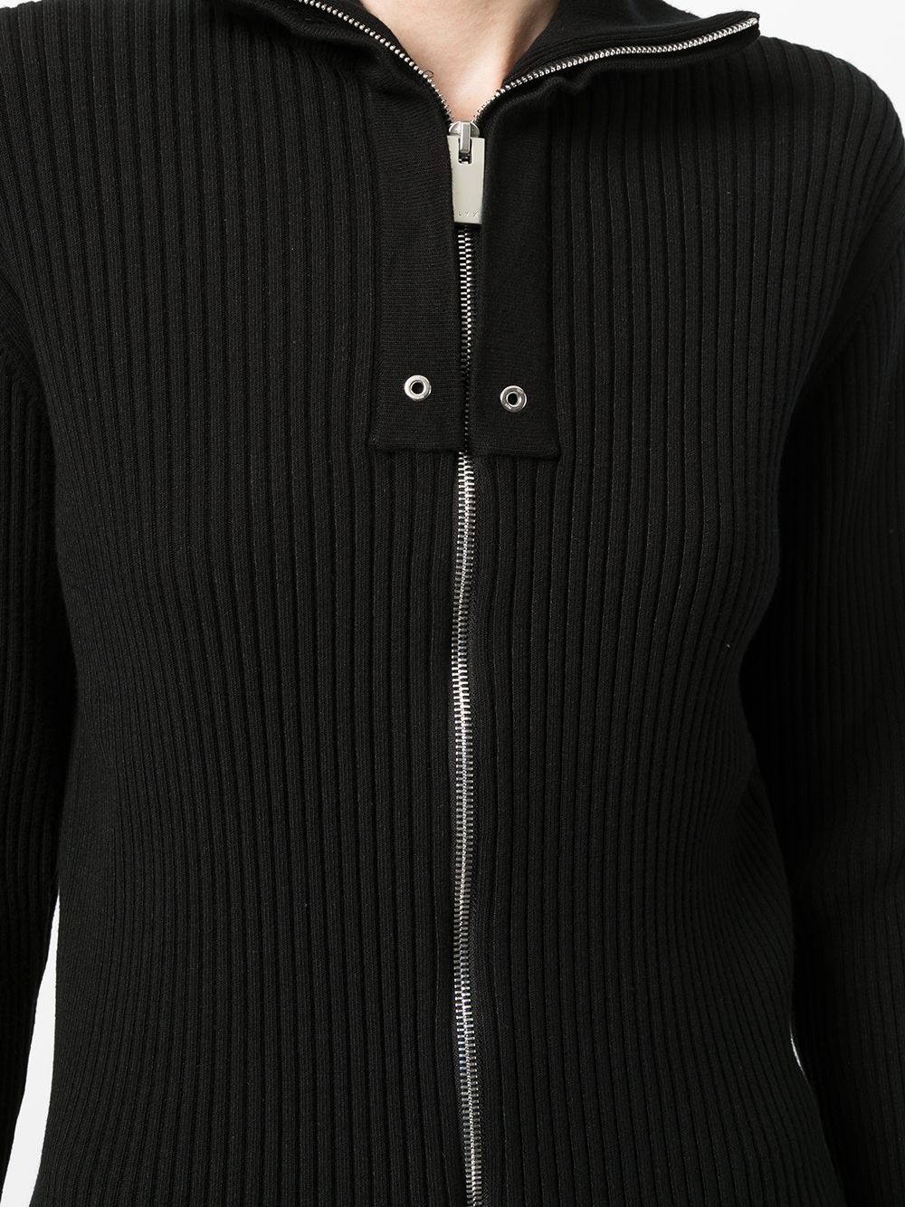 zipped rib-knit cardigan - 5