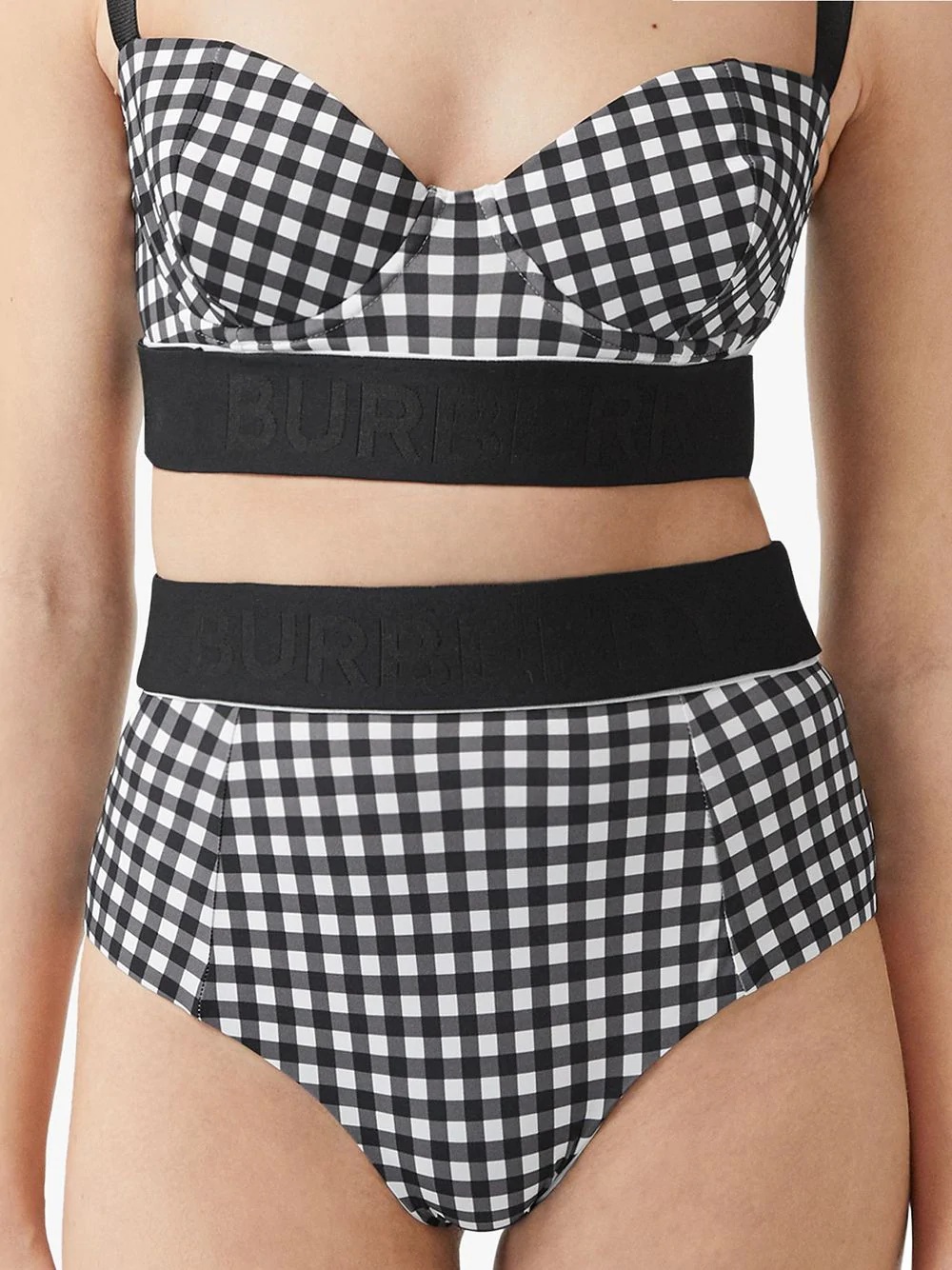 logo tape gingham bikini - 4