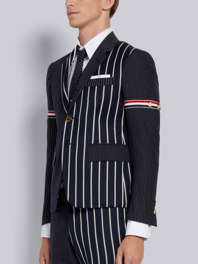 Thom Browne Navy Wool Cotton Funmix Stripe High Armhole Jacket outlook