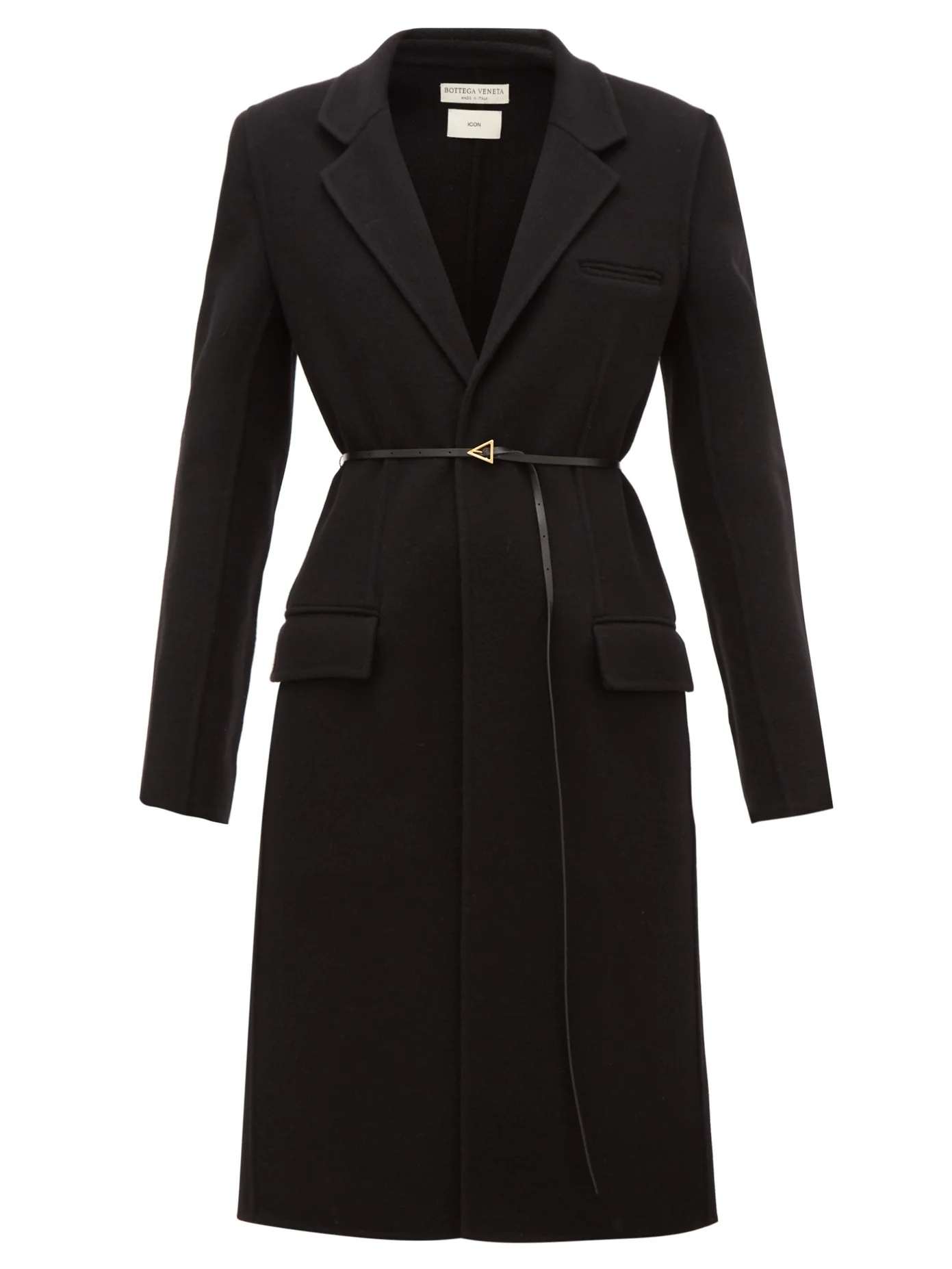 Single-breasted belted cashmere coat - 1