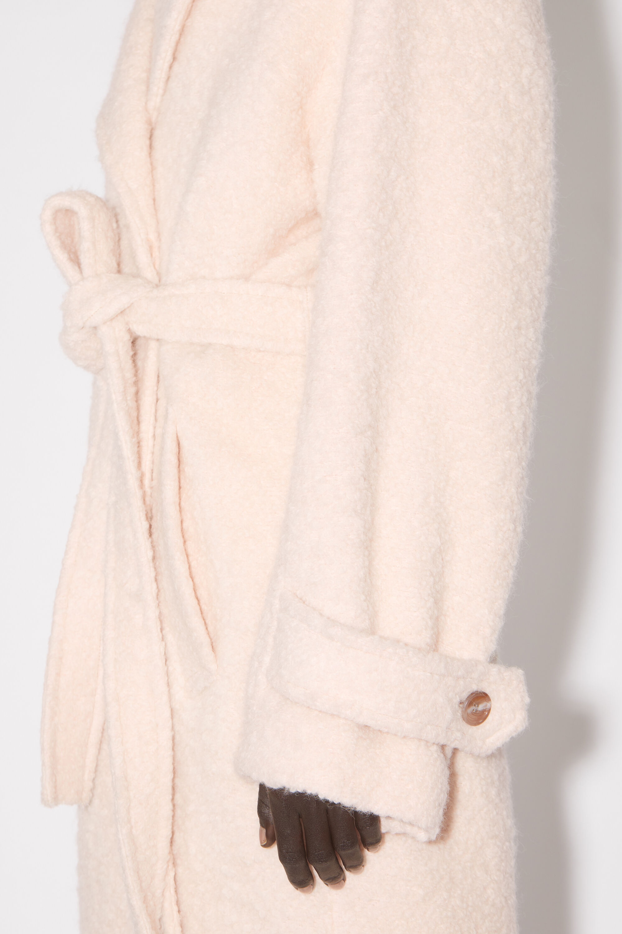 Single-breasted boucle coat - Powder pink - 5