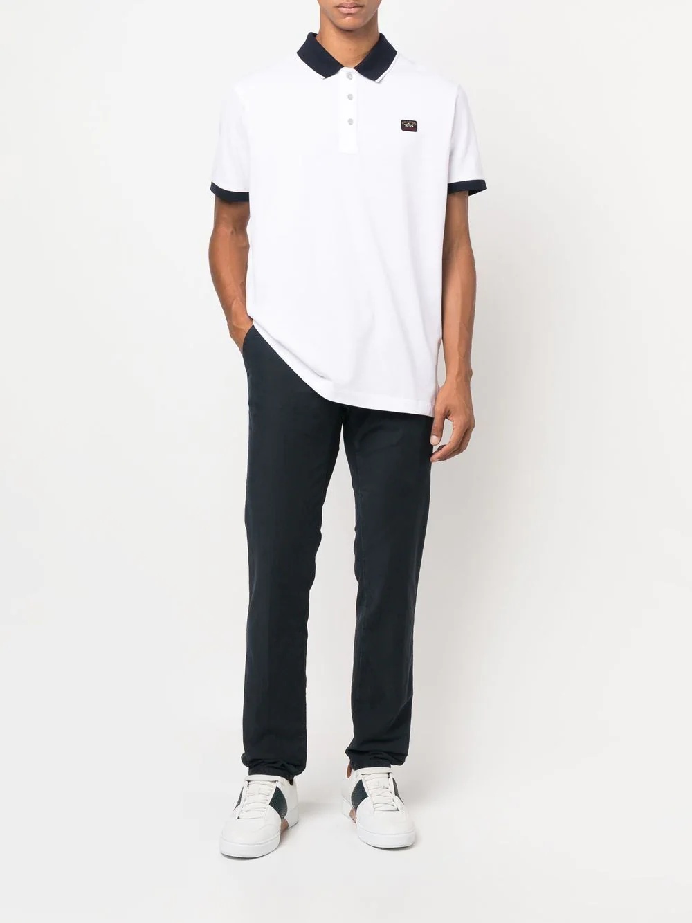 logo-patch polo shirt - 2