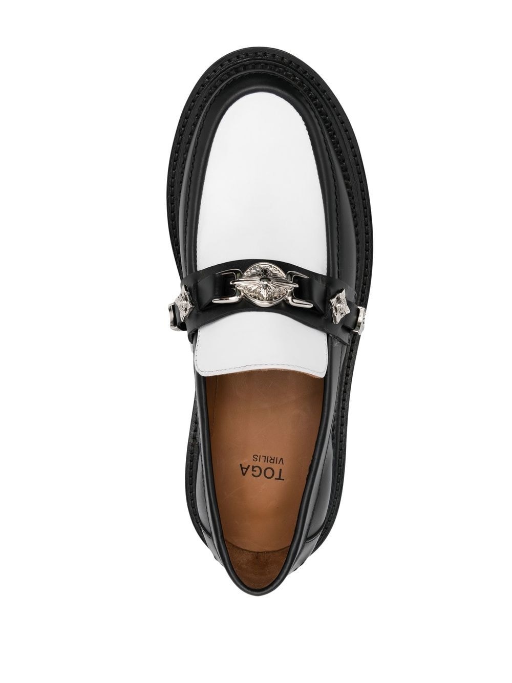 plaque-detailing two-tone loafers - 4