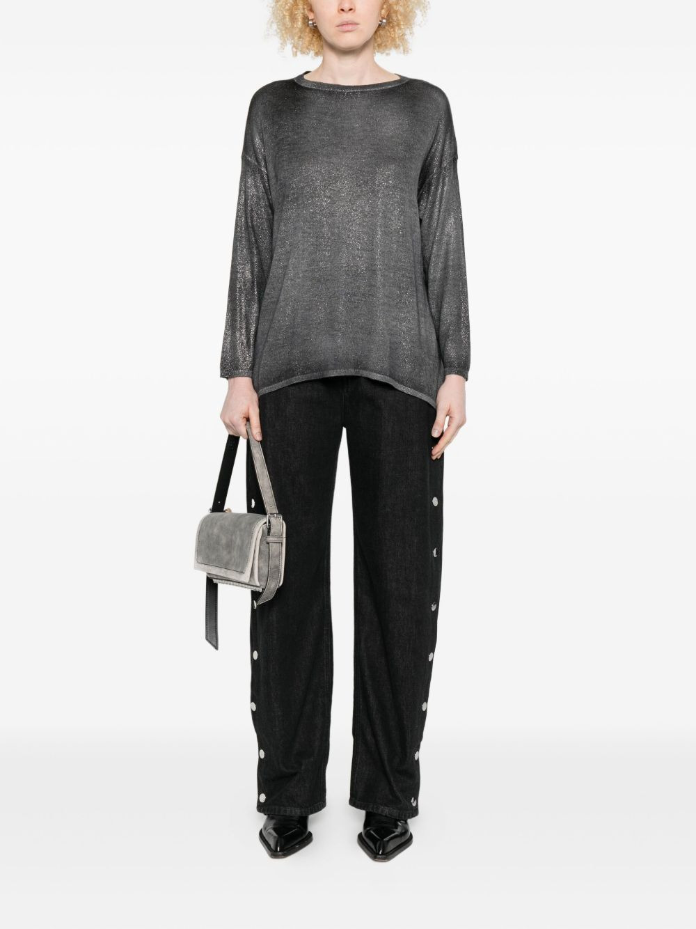 glitter-detailed round-neck sweater - 2
