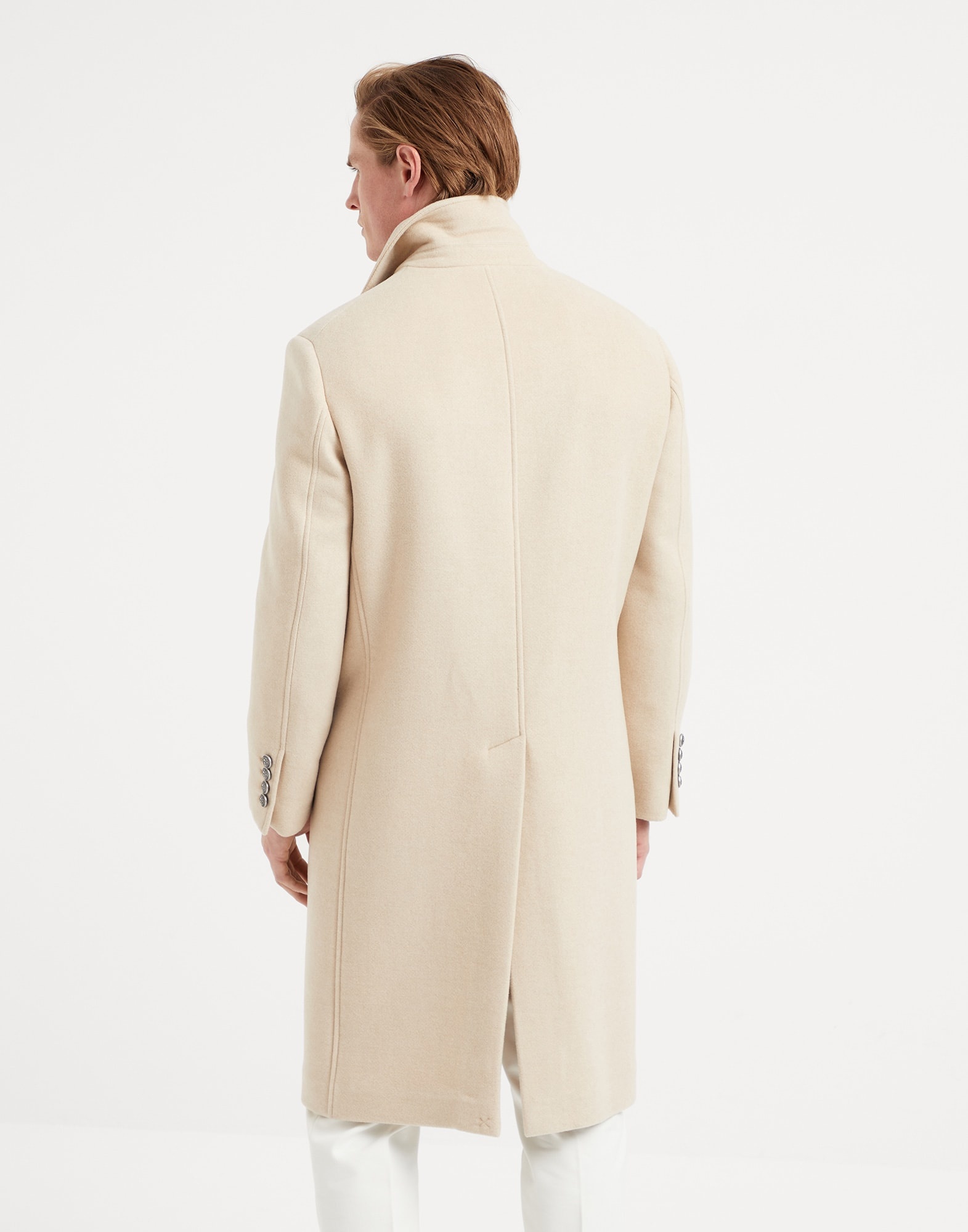 Camel double cloth coat with metal buttons - 2