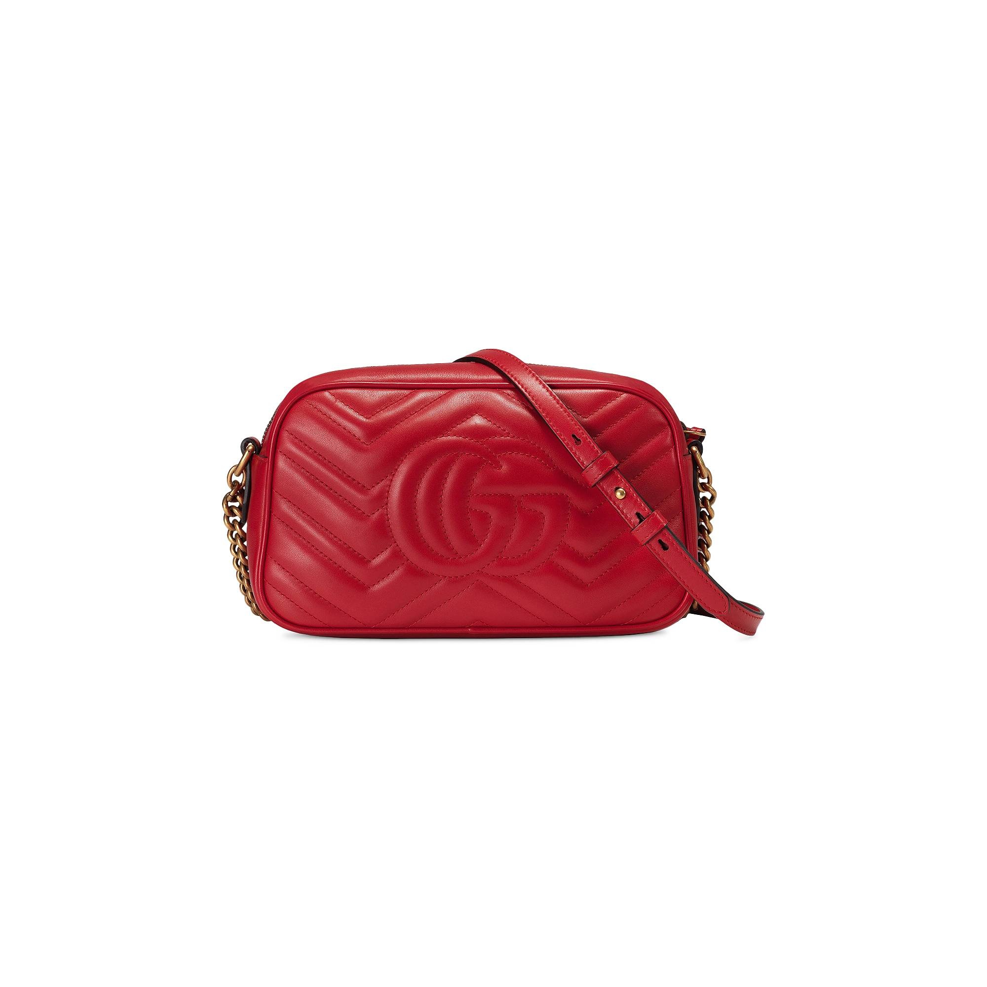 Gucci GG Marmont Small Matelassé Shoulder Bag 'Hibiscus Red' - 3
