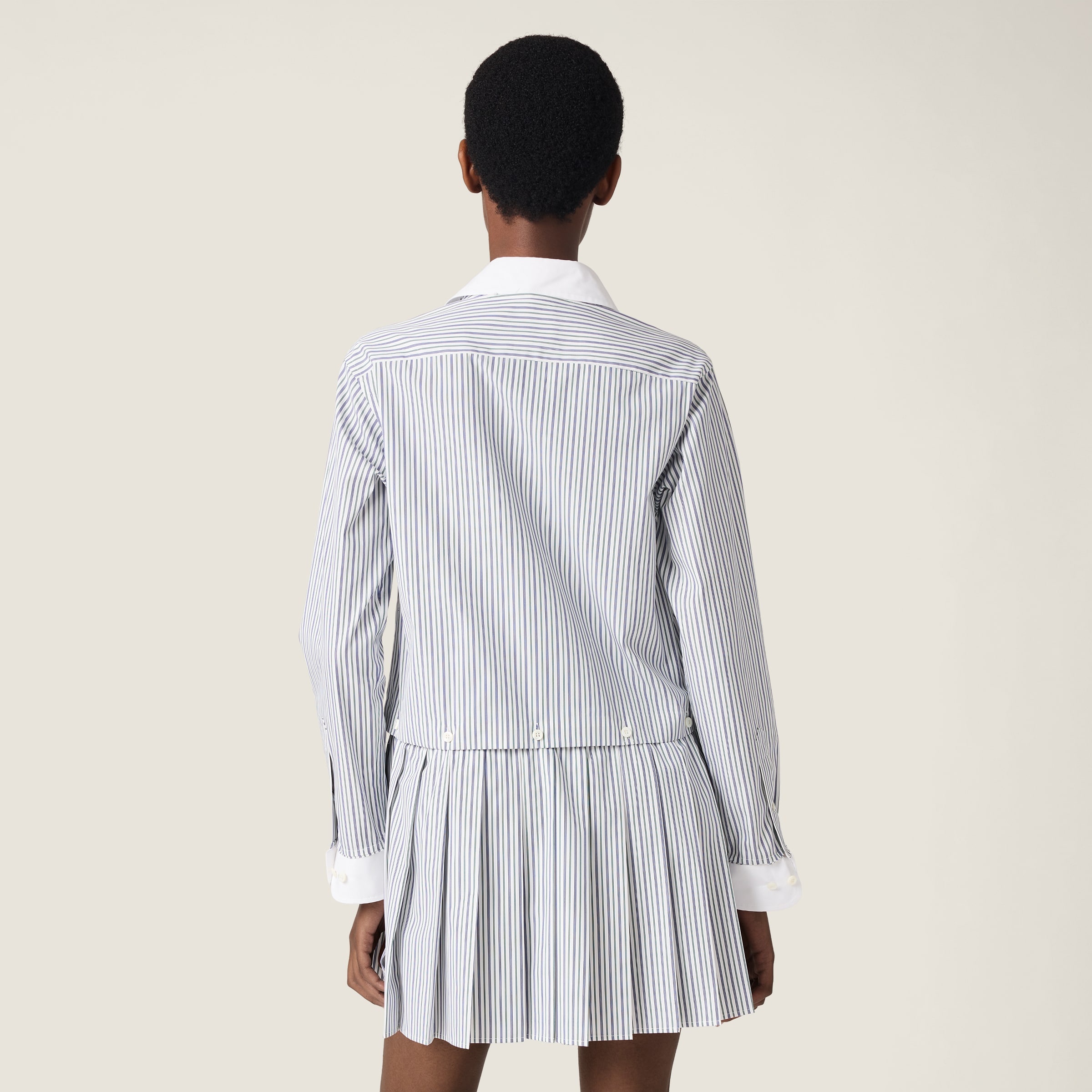 Pleated striped poplin mini-dress - 3