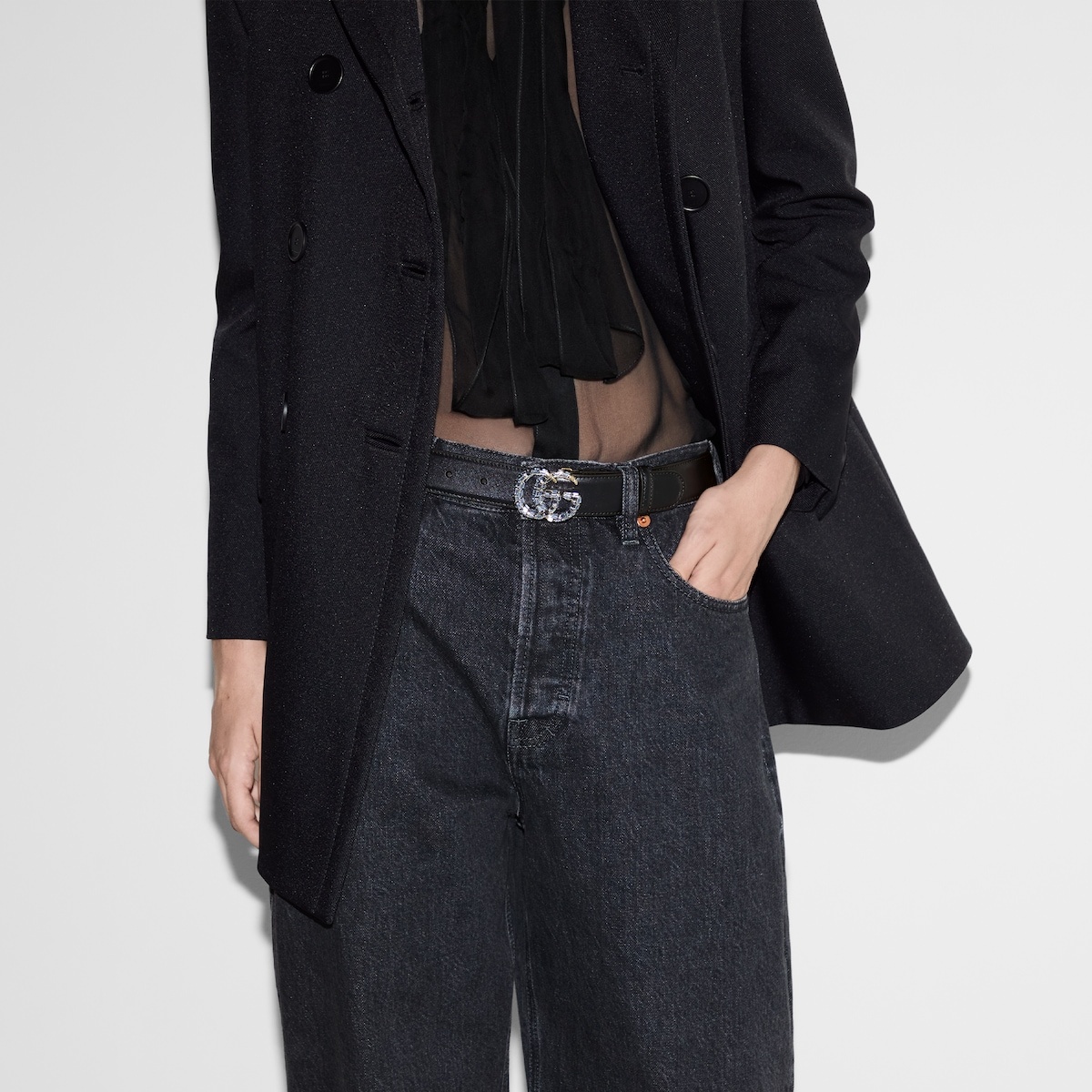 GG Marmont thin belt with crystals - 3