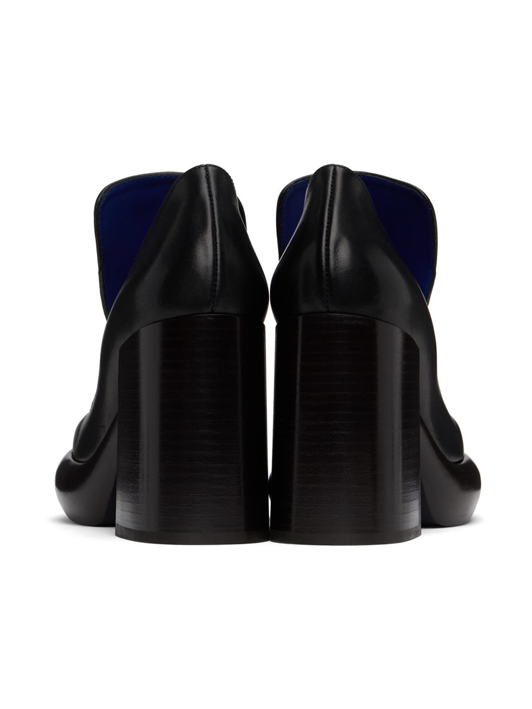 Black Leather Wedge Heels - 2