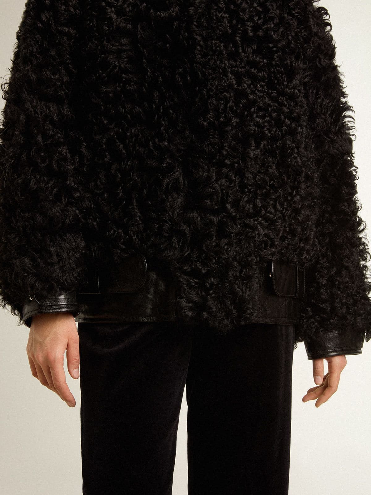 Women's black shearling jacket - 5