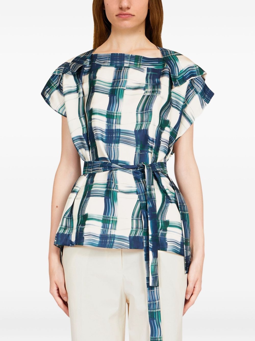 plaid belted top - 3