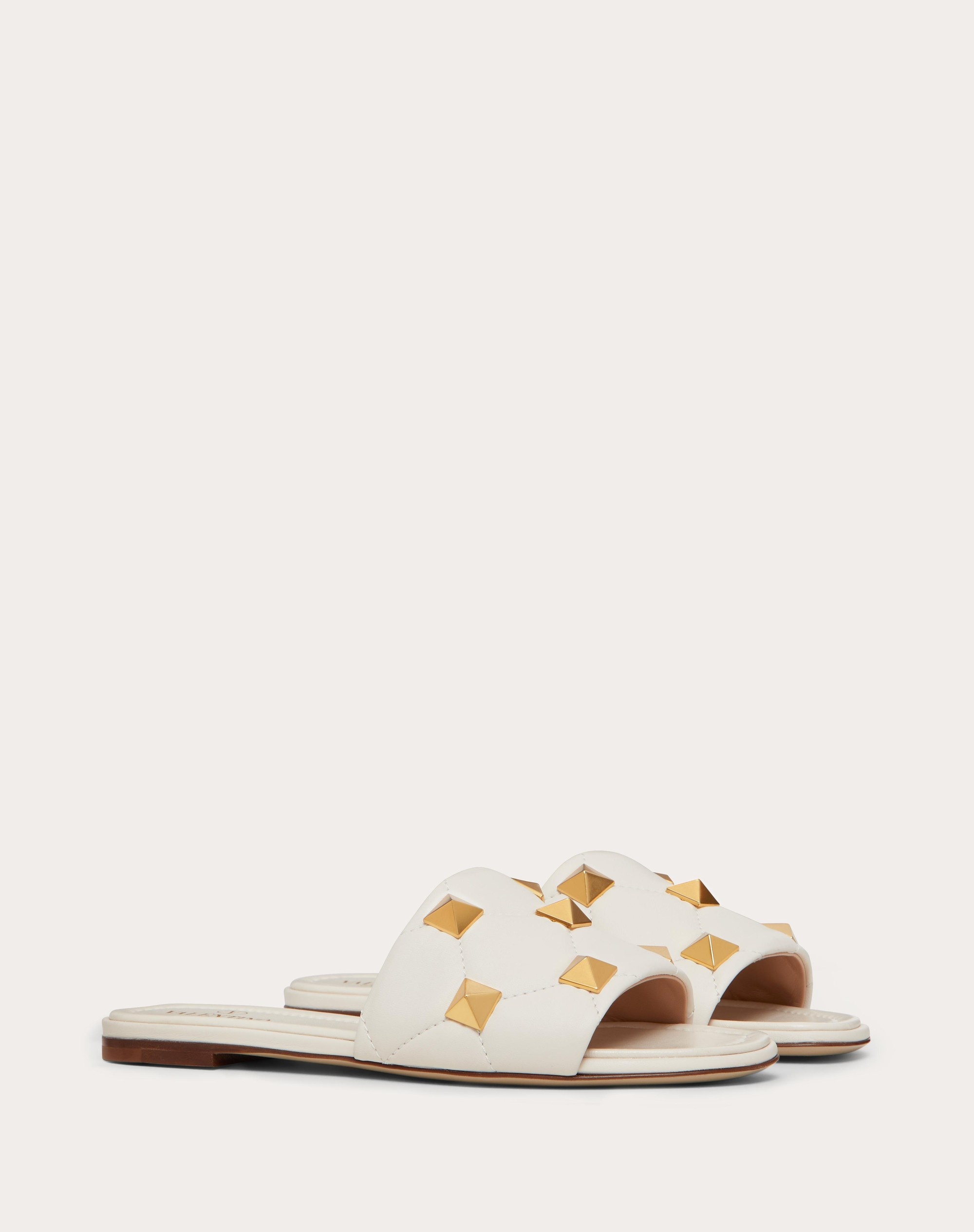 ROMAN STUD FLAT SLIDE SANDAL IN QUILTED NAPPA - 2