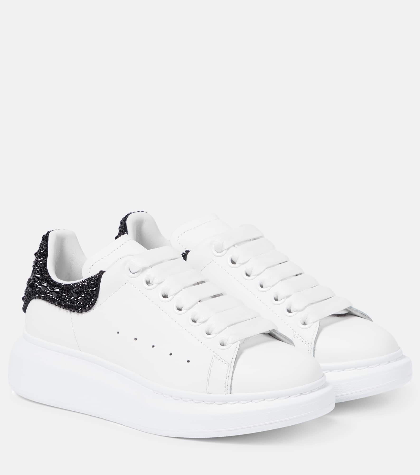 Oversized embellished leather sneakers - 1