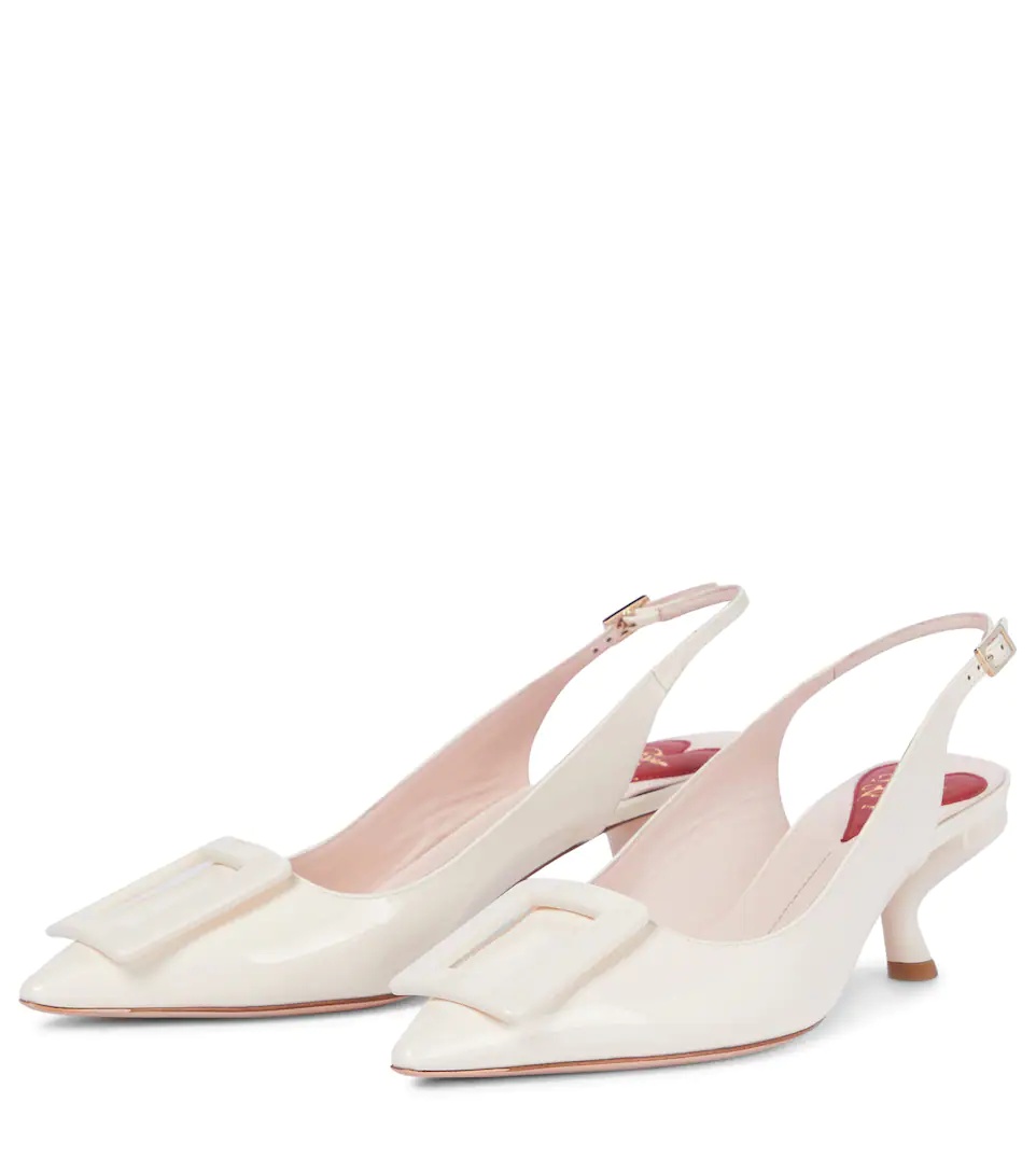 Virgule slingback leather pumps - 5