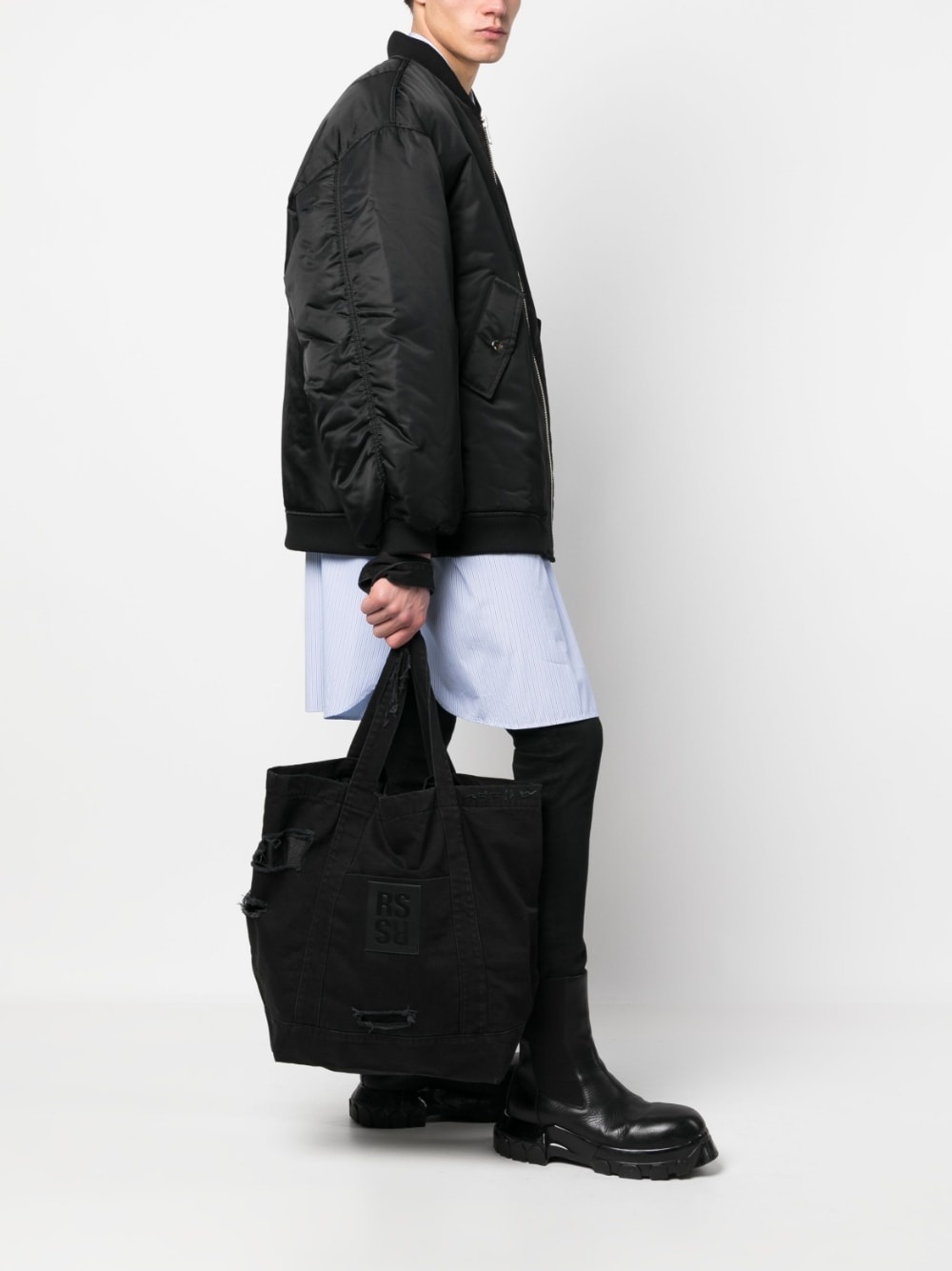 logo-patch distressed-effect tote - 2