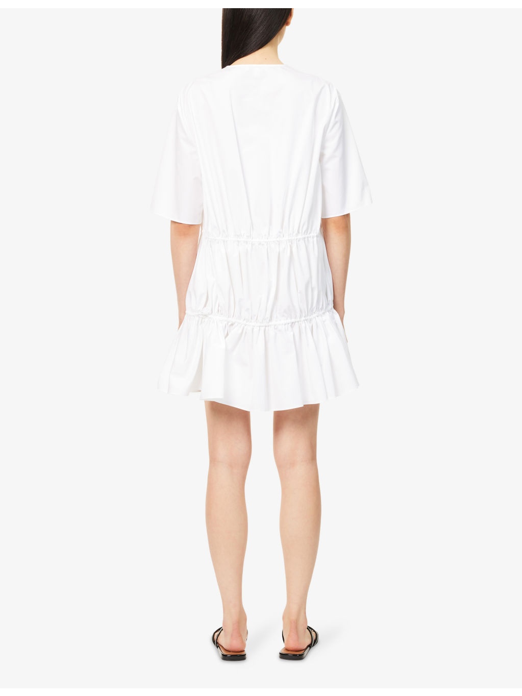Ruffled Short-Sleeves Cotton Mini Dress - 4