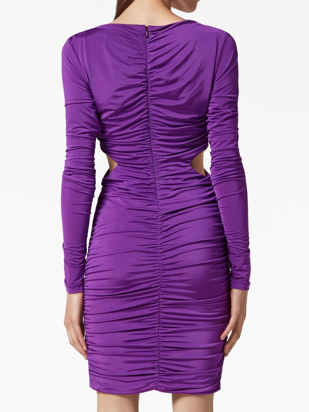 logo-plaque ruched minidress - 4