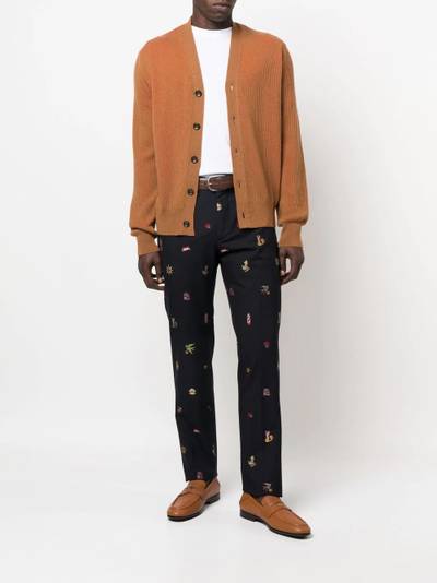 Etro embroidered straight-leg trousers outlook