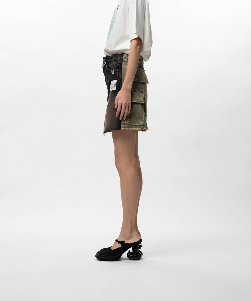 Front Back Combined Denim Shorts 4