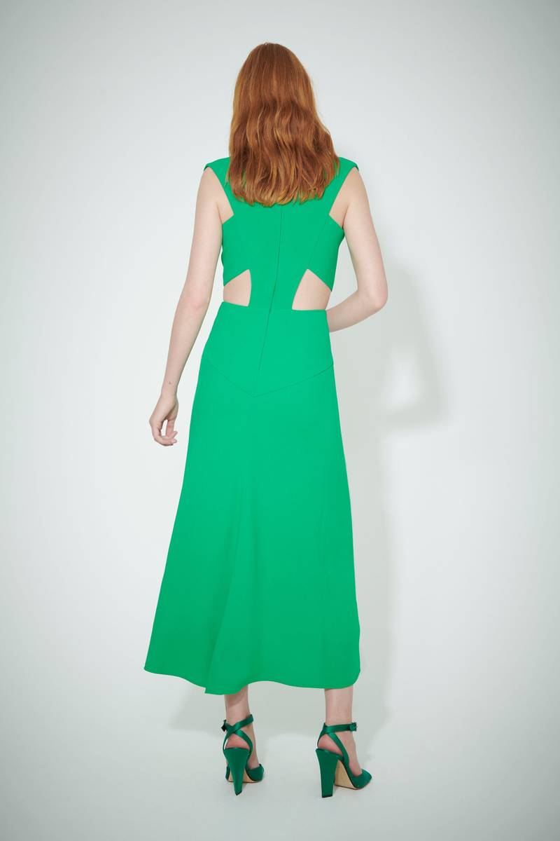 Twist Wrap Midi Dress in Bright Green 4