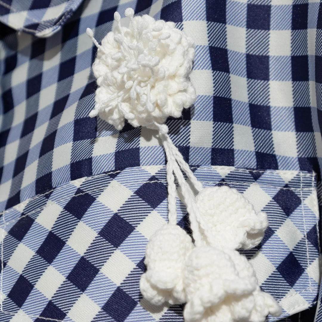 Navy Gingham Taffeta Jacket - 2