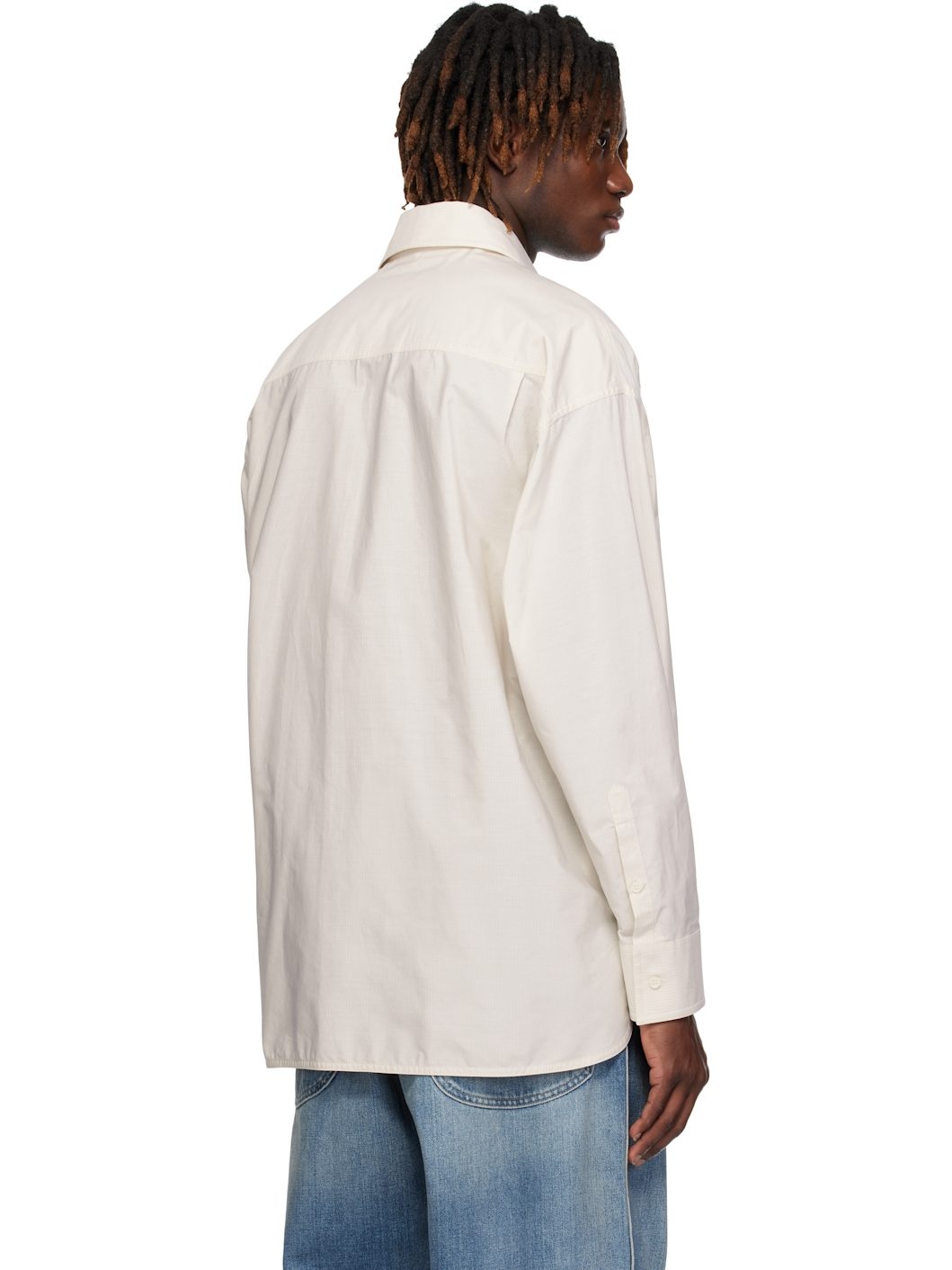 Off-White Asymmetric Striped Poplin Shirt - 3