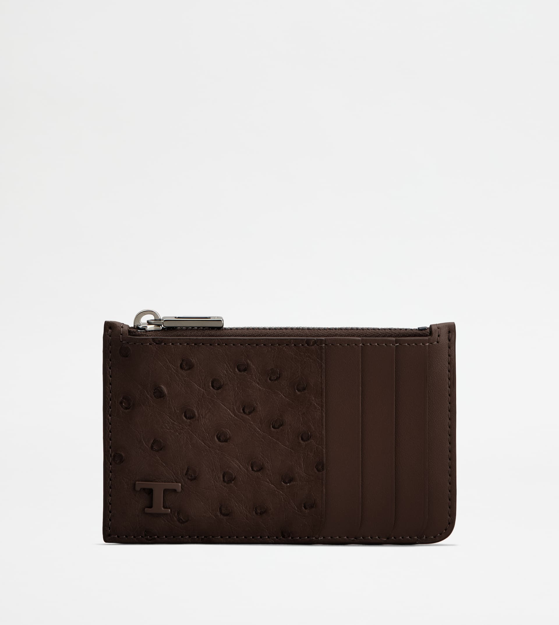 CREDIT CARD HOLDER IN OSTRICH - BROWN - 1