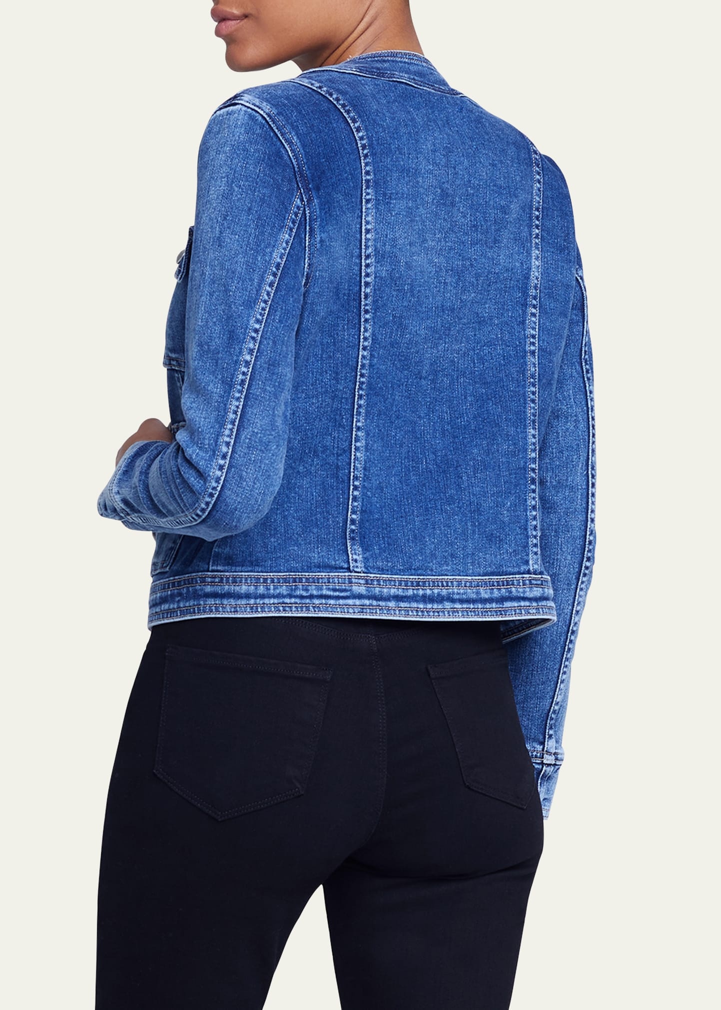 Yari Faded Collarless Denim Jacket - 2