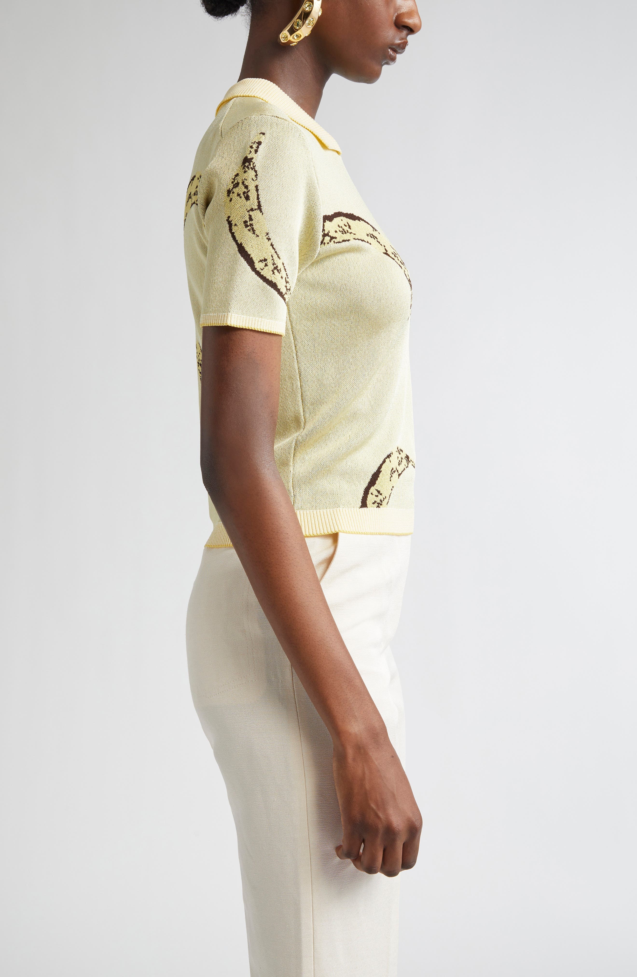 Jacquemus Le Polo Marino Jacquard Polo in Banana Jacquard Yellow at Nordstrom - 4