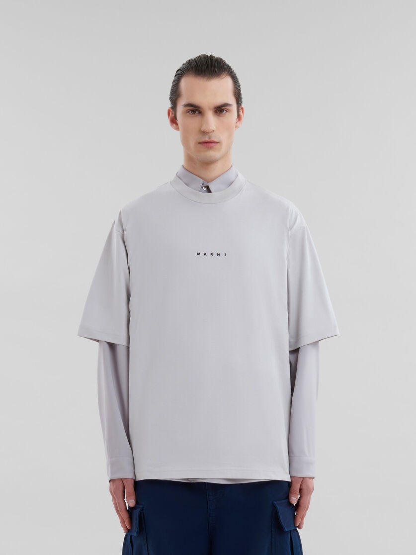 GREY ORGANIC COTTON T-SHIRT WITH MINI MARNI LOGO - 2