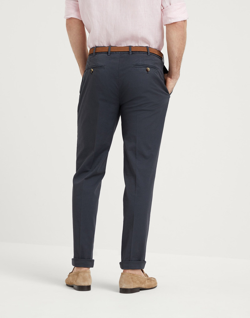 Brunello Cucinelli Garment-dyed Italian fit trousers in American Pima comfort cotton gabardine outlook
