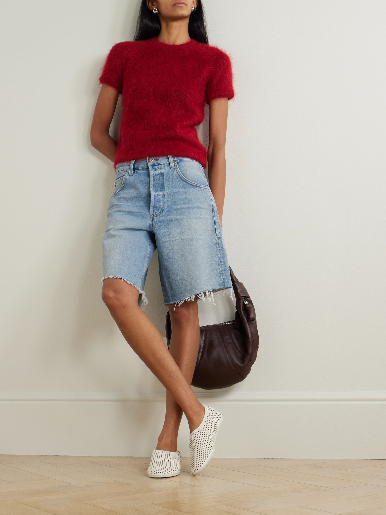 Ayla frayed denim shorts Light denim - 2