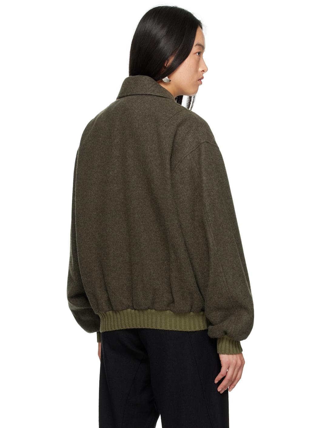 Khaki Wool Bomber Jacket - 3