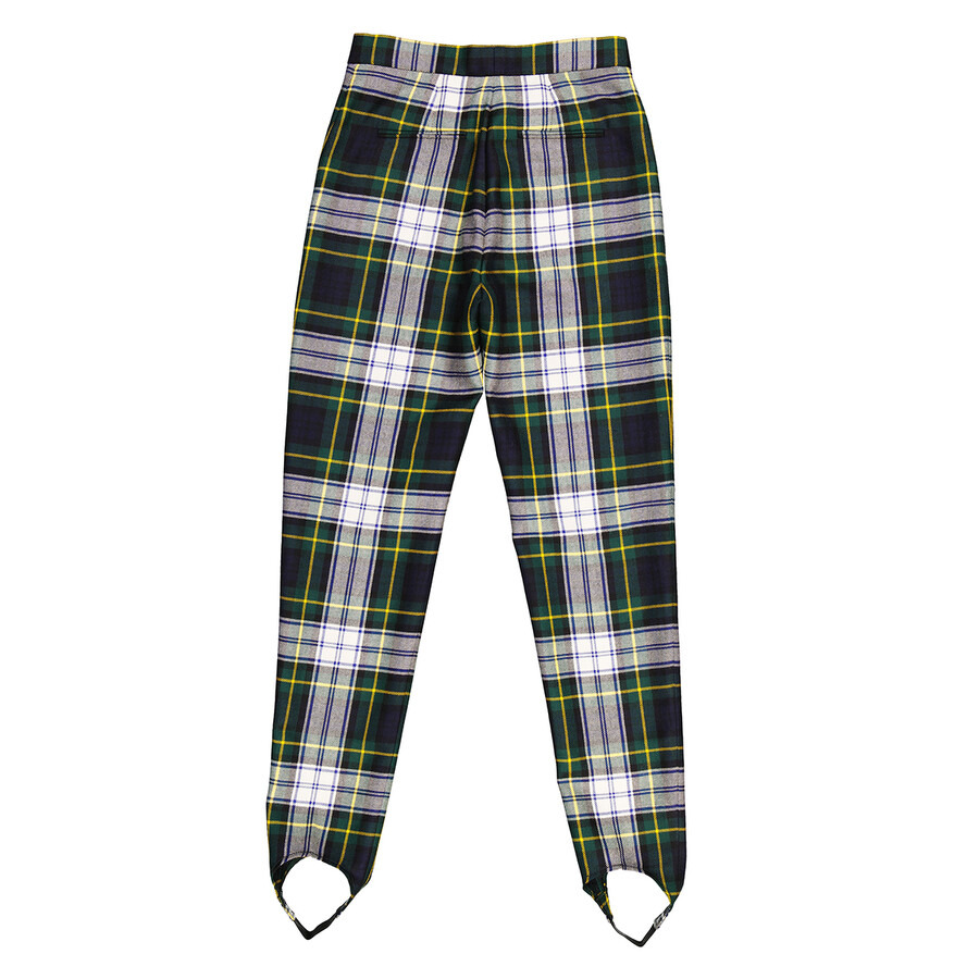 Burberry Tartan Wool High-waisted Stirrup Trousers In Ink Blue - 5