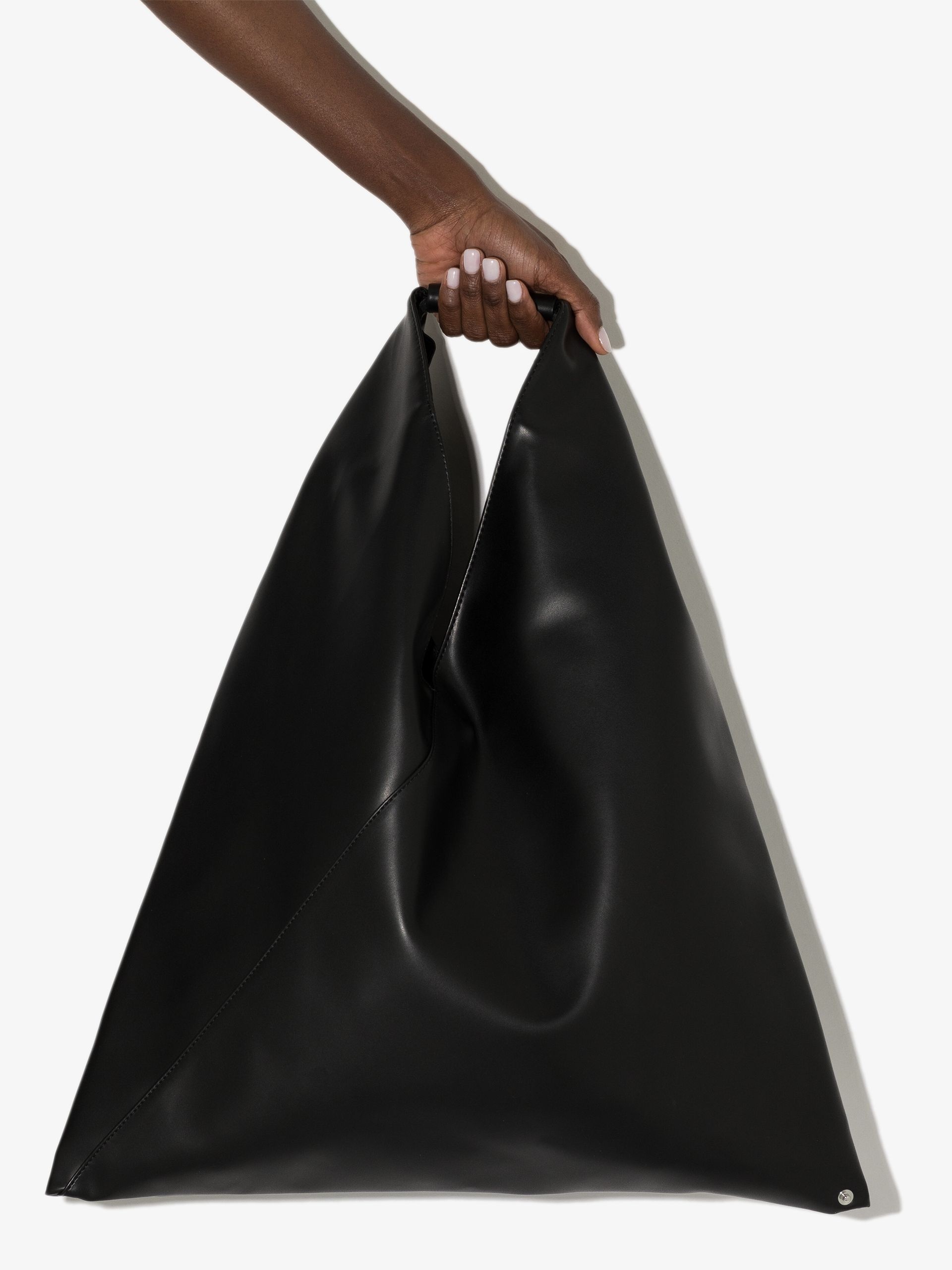 MM6 Maison Margiela Black Japanese faux leather tote bag | REVERSIBLE