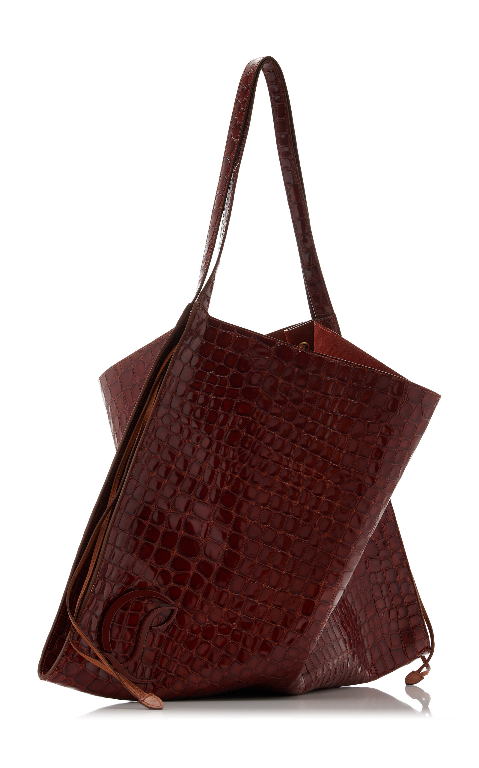 Le 54 Croc-Embossed Leather Tote Bag brown - 3
