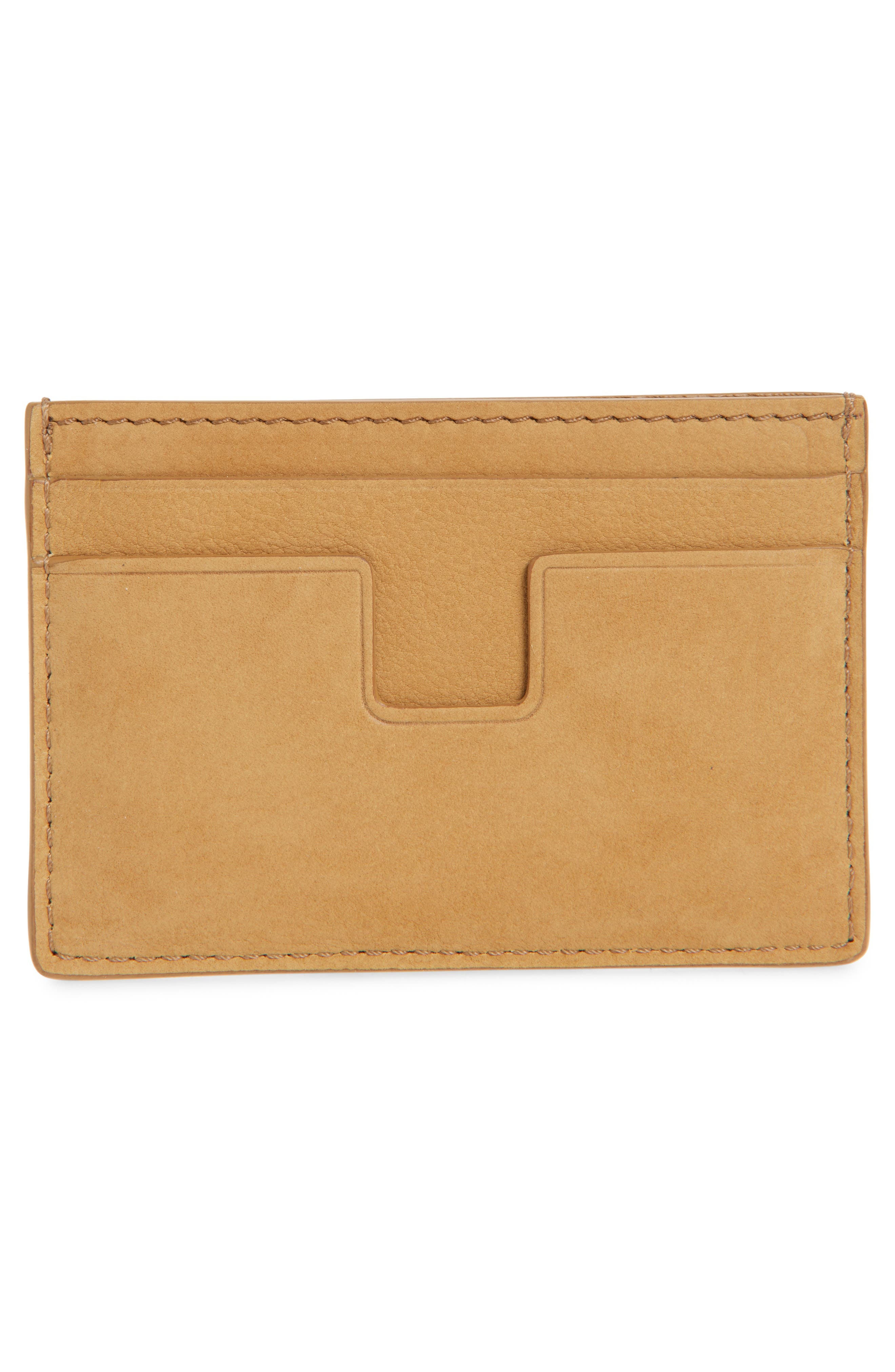 TOM FORD T-Line Nubuck Card Case in Caramel at Nordstrom - 2
