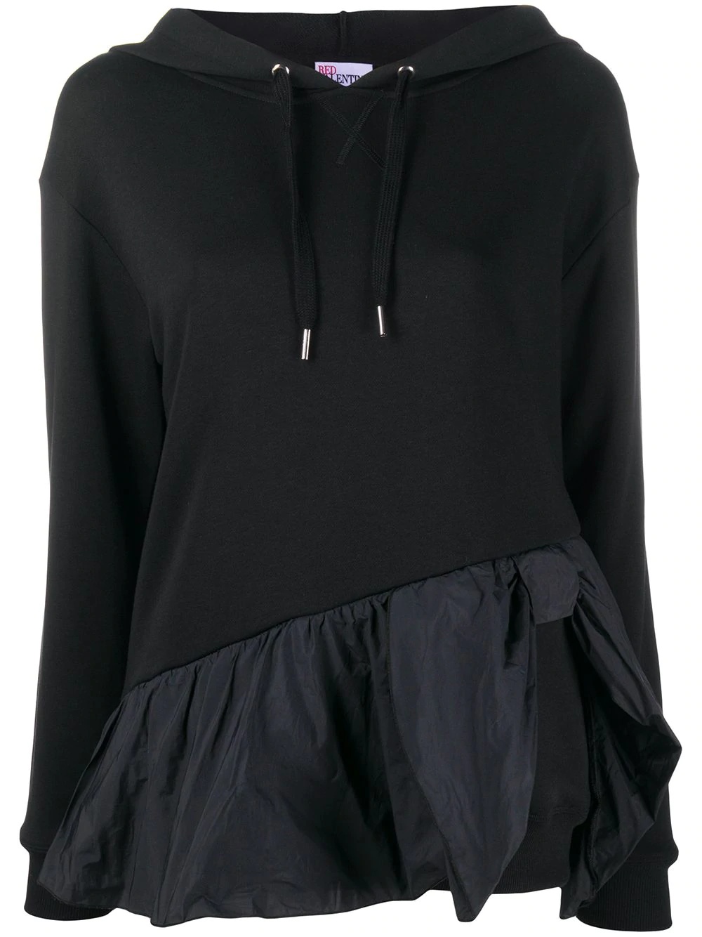 frilled hem hooded top - 1