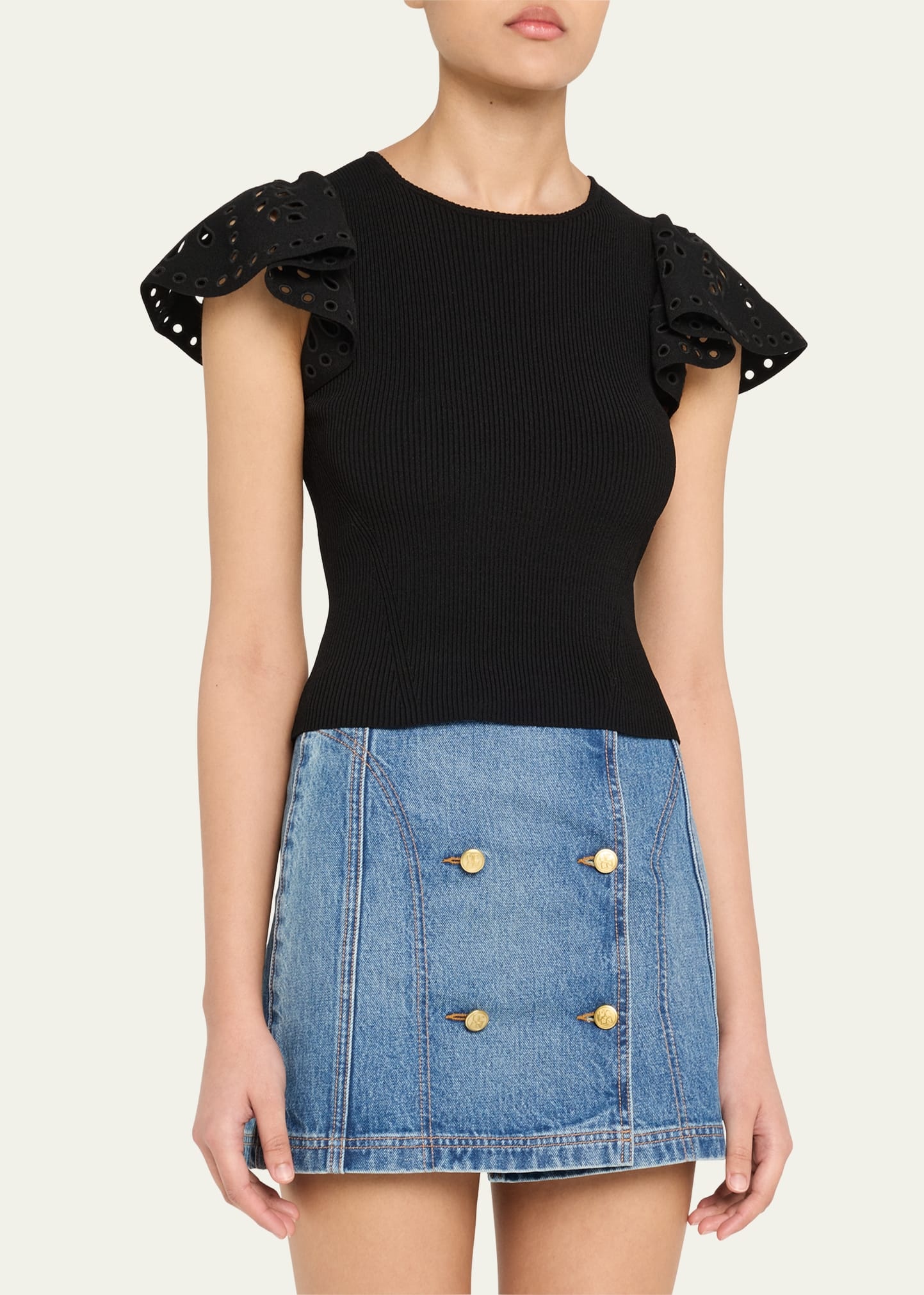 Edith Knit Ruffle-Sleeve Top - 4