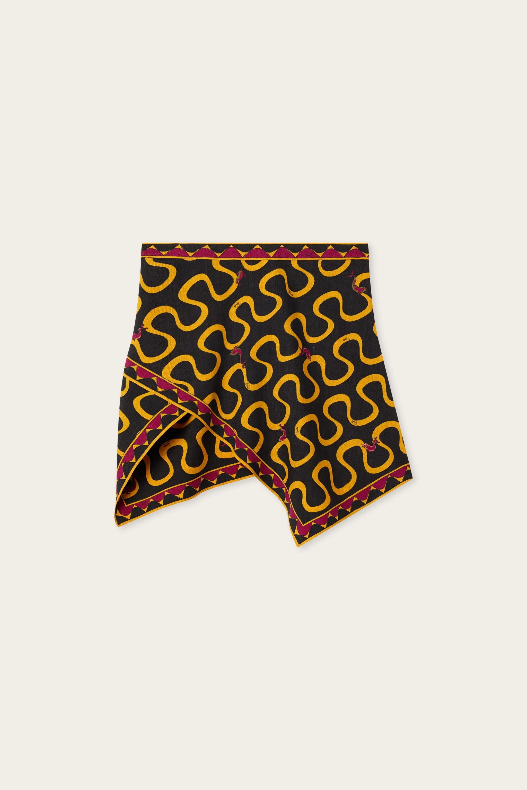 ONDA PRINT WOOL TWILL SKIRT - 1