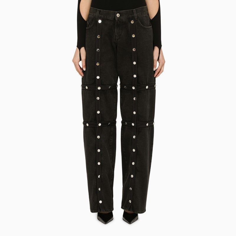 The Attico Black Baggy Jeans With Studs Women - 1