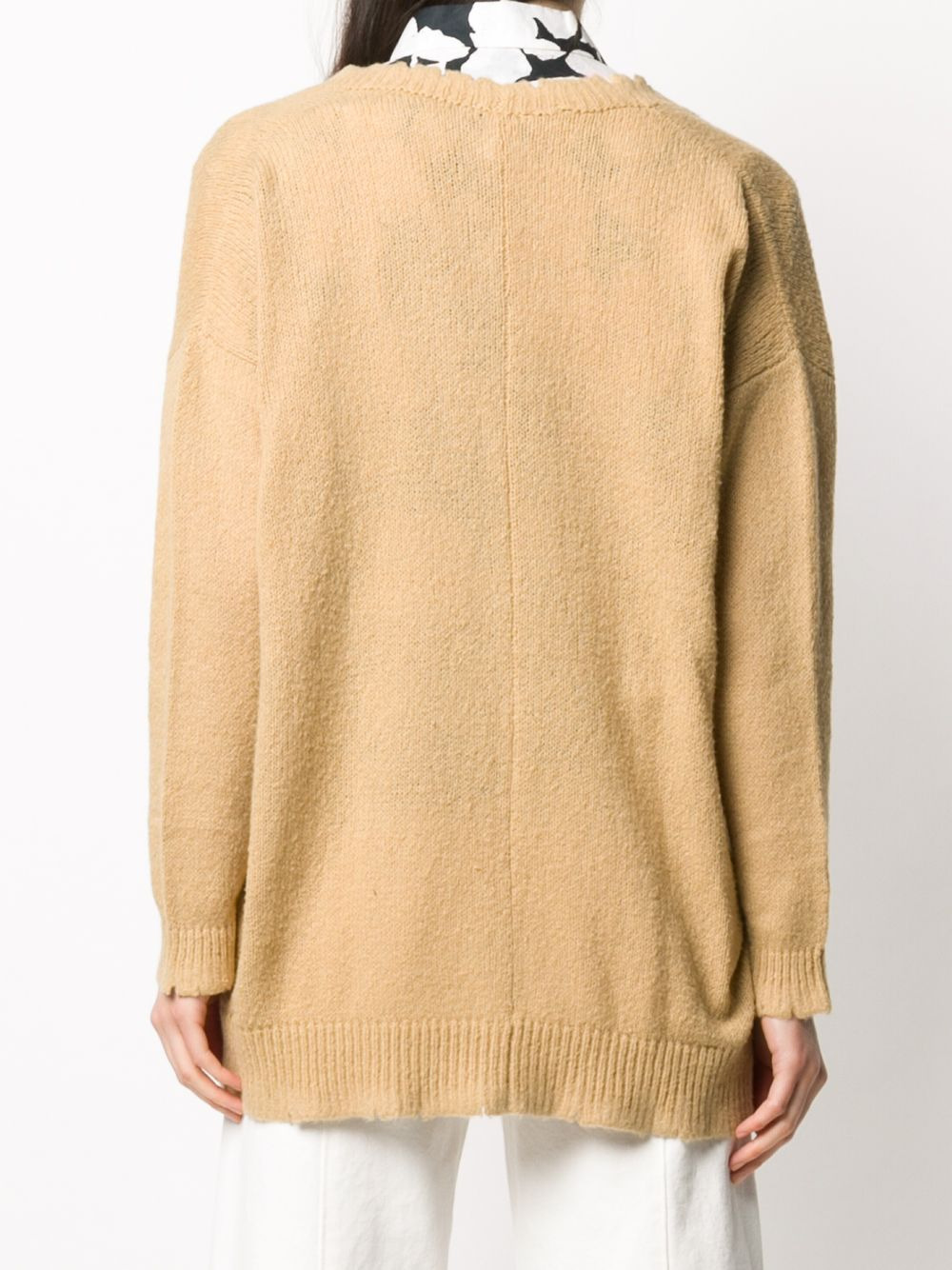 distressed finish oversized cardigan - 4