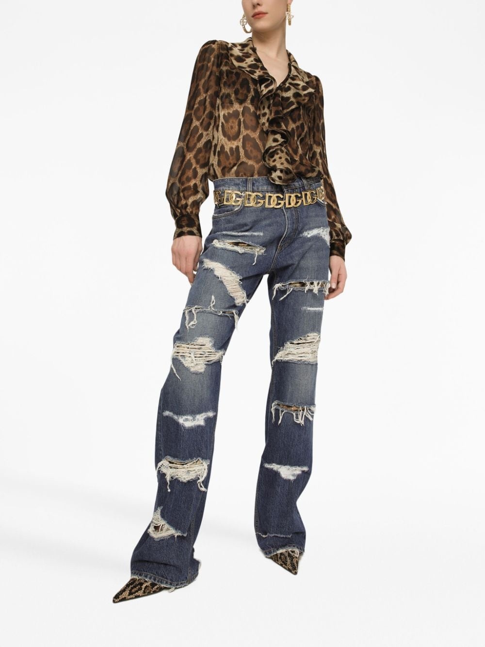 distressed-effect straight-leg jeans - 2