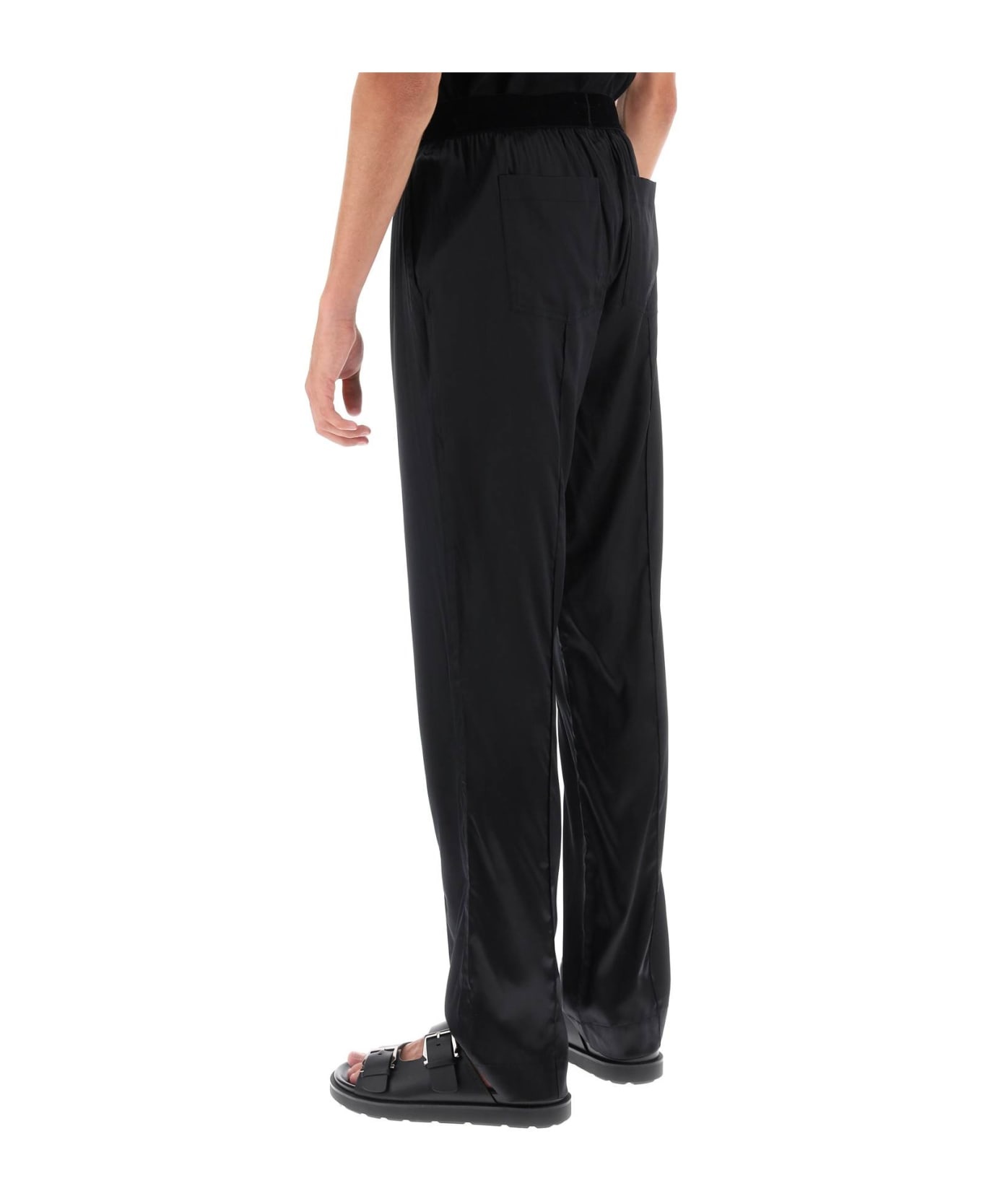 Logo Waist Satin Pajama Trousers - 3