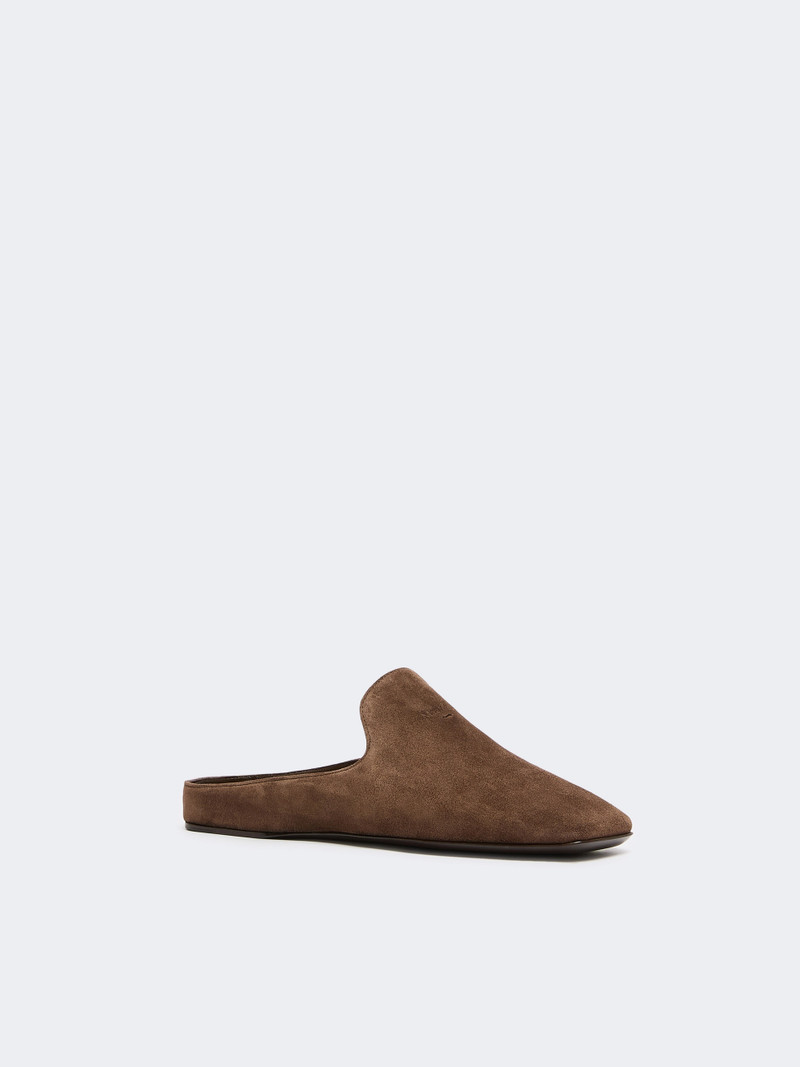 Max Mara TESSILE Split-leather mules - DARK BROWN outlook