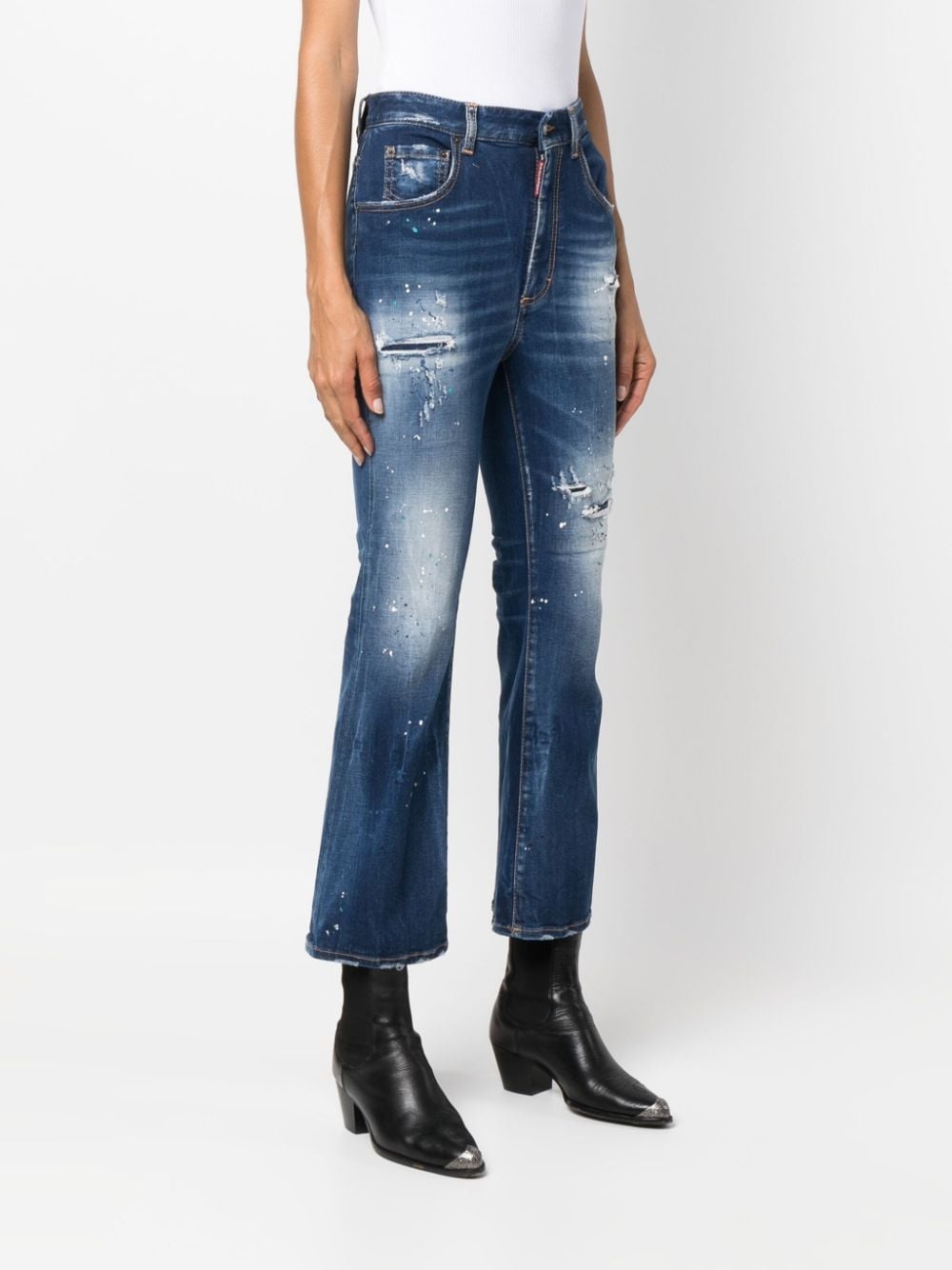 ripped-detail flared jeans - 3