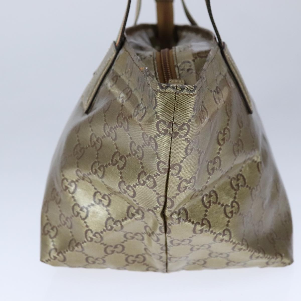 GUCCI GG Crystal Sherry Line Hand Bag Gray Gold Brown - 4
