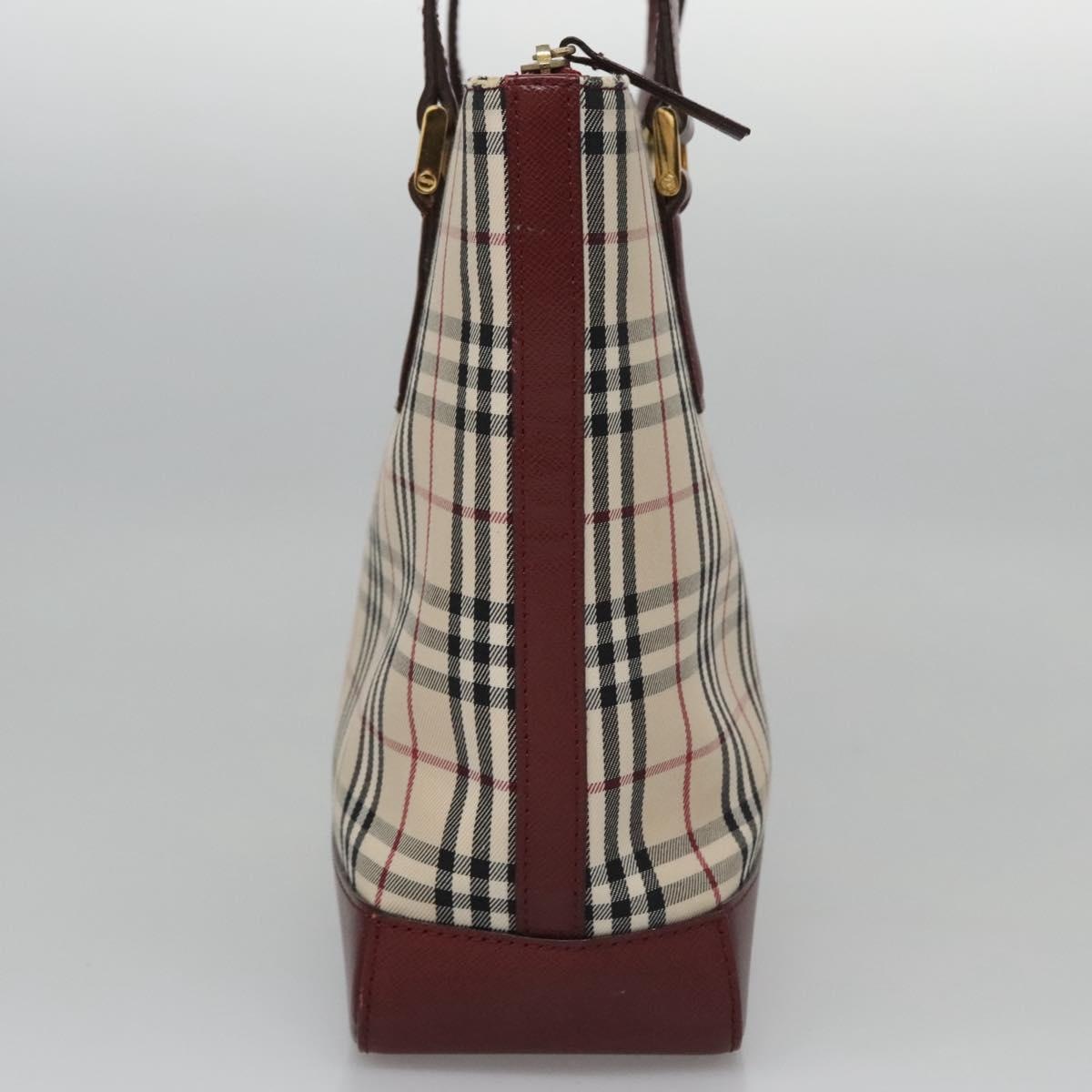 Burberry Nova Check Tote Bag Canvas Leather Beige Red Gold - 4