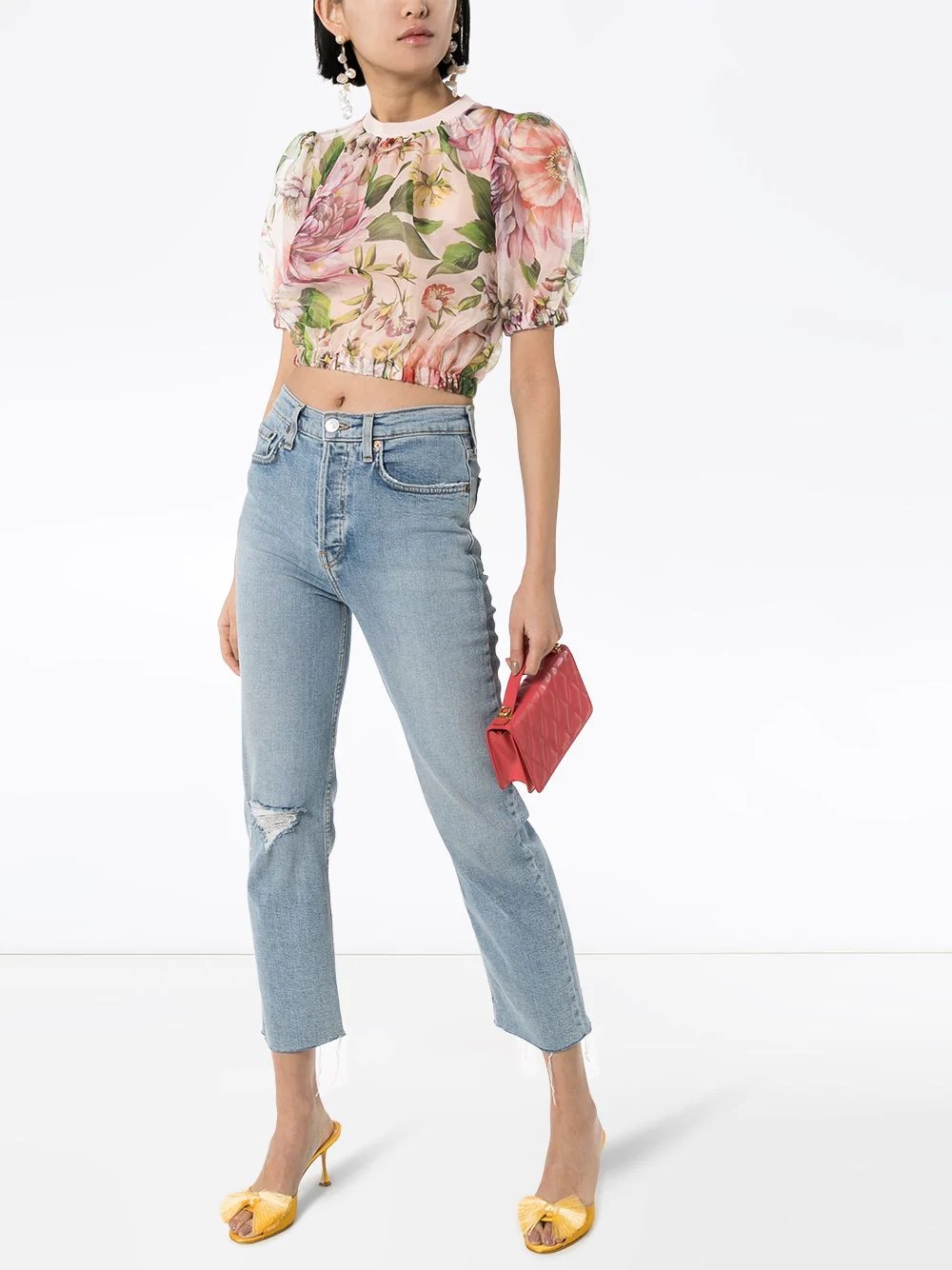 floral-print crop top - 2